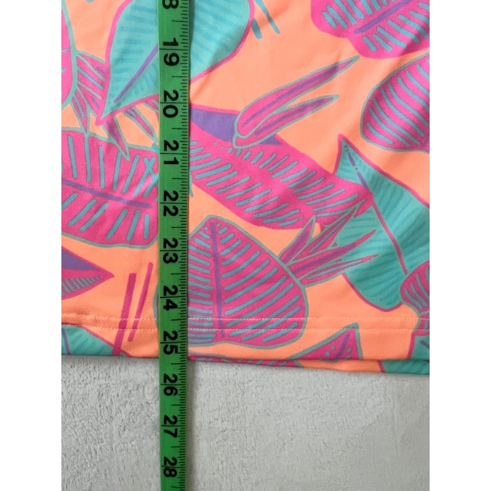 Chubbies Polo Shirt Orange Tropical Leaf Performance Stretch Youth Large YL - Picture 4 of 5